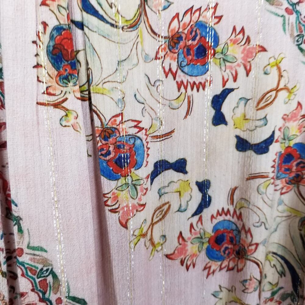 GUESS Monique Printed Mock Neck Smocked Blouse - Size L - Picture 12 of 12